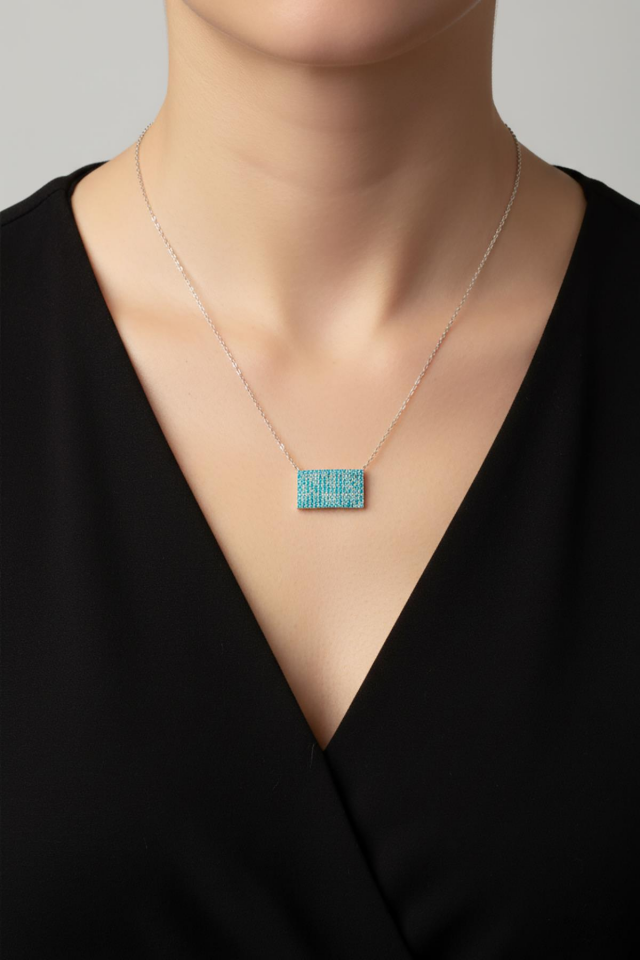 Firuzeli Plaka Kolye - Rose