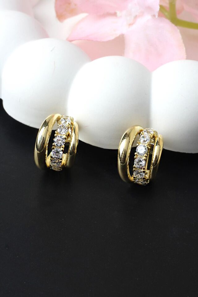 Halka Küpe Beyaz Silver Zirkon Taşlı 925 Ayar Gümüş Küpe