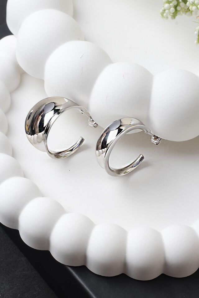 Halka Küpe Silver Beyaz 925 Ayar Gümüş Küpe