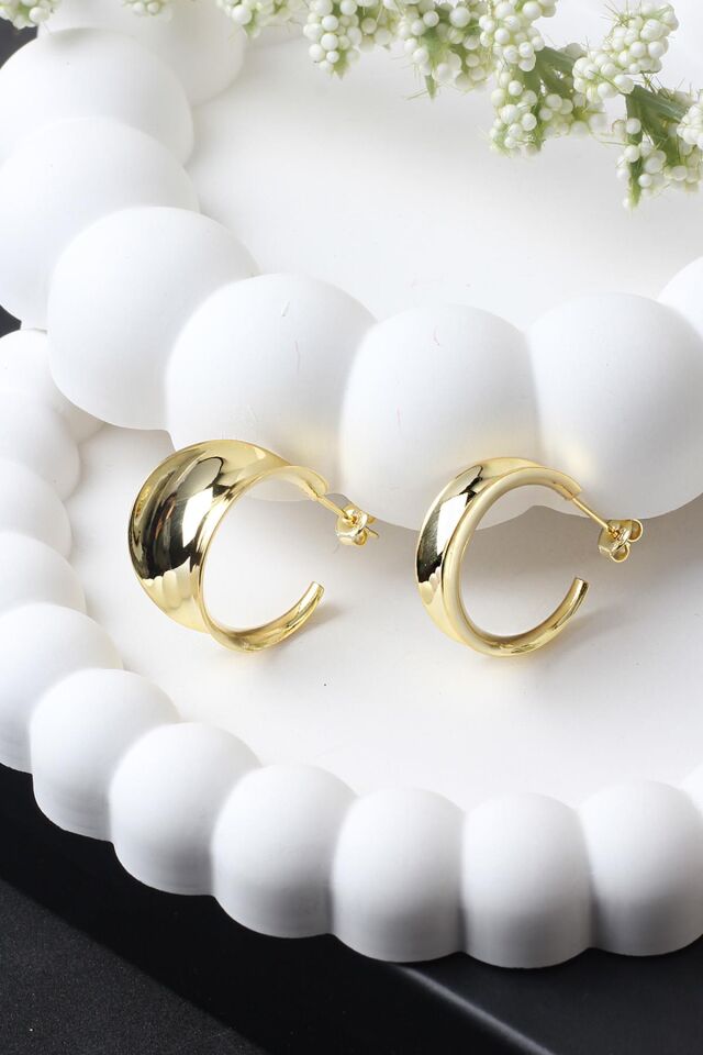 Halka Küpe Silver Beyaz 925 Ayar Gümüş Küpe