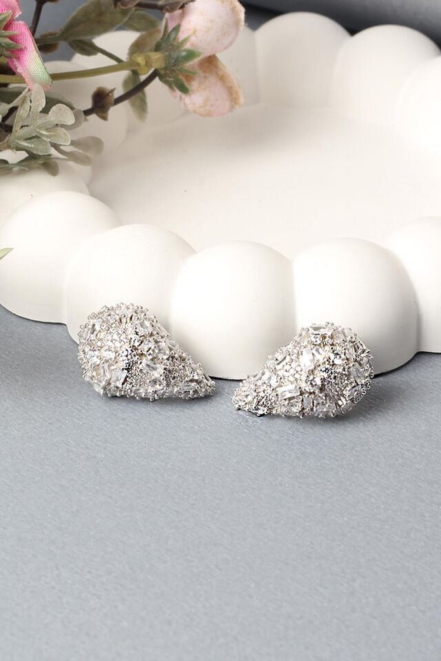 Damla Küpe Baget Zirkon Taşlı Silver 925 Ayar Gümüş Küpe