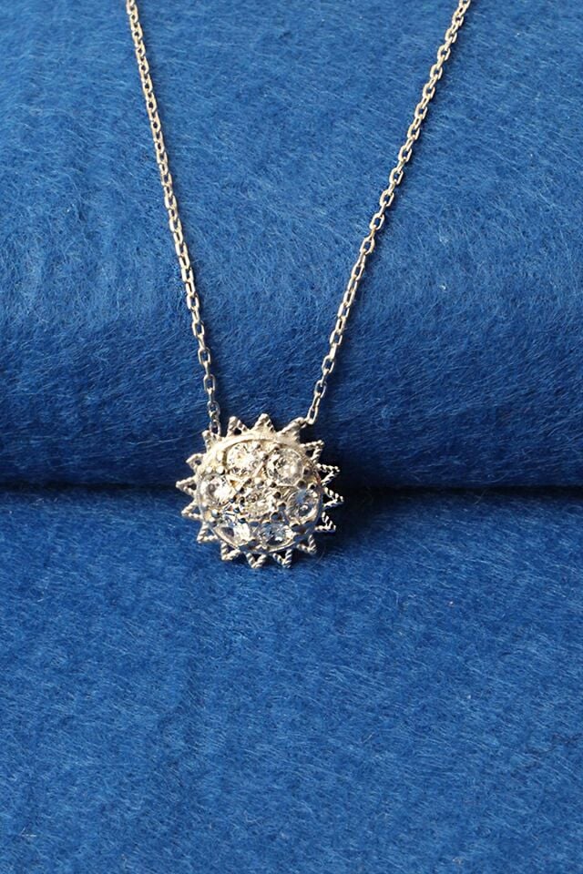 Yuvarlak Zirkon Taşlı Silver Beyaz 925 Ayar Zincir Gümüş Kolye