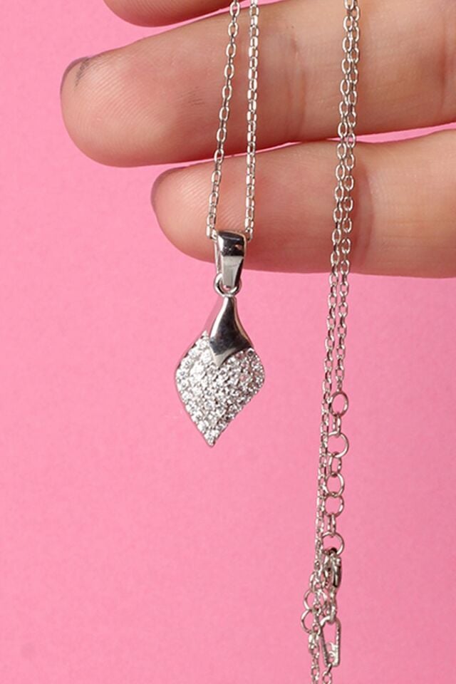 Damla Kolye Zirkon Taşlı 925 Ayar Gümüş Kolye