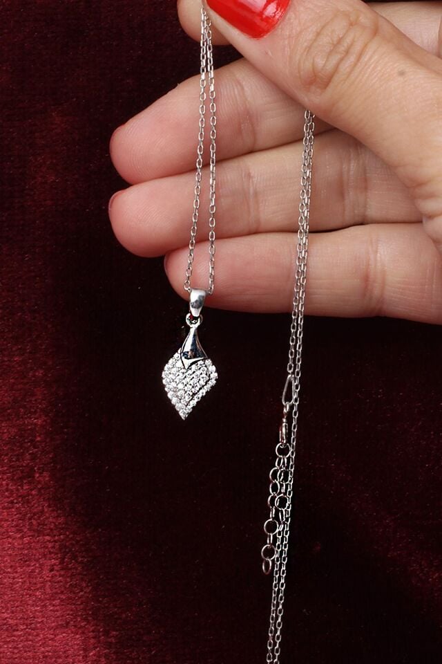 Damla Kolye Zirkon Taşlı 925 Ayar Gümüş Kolye