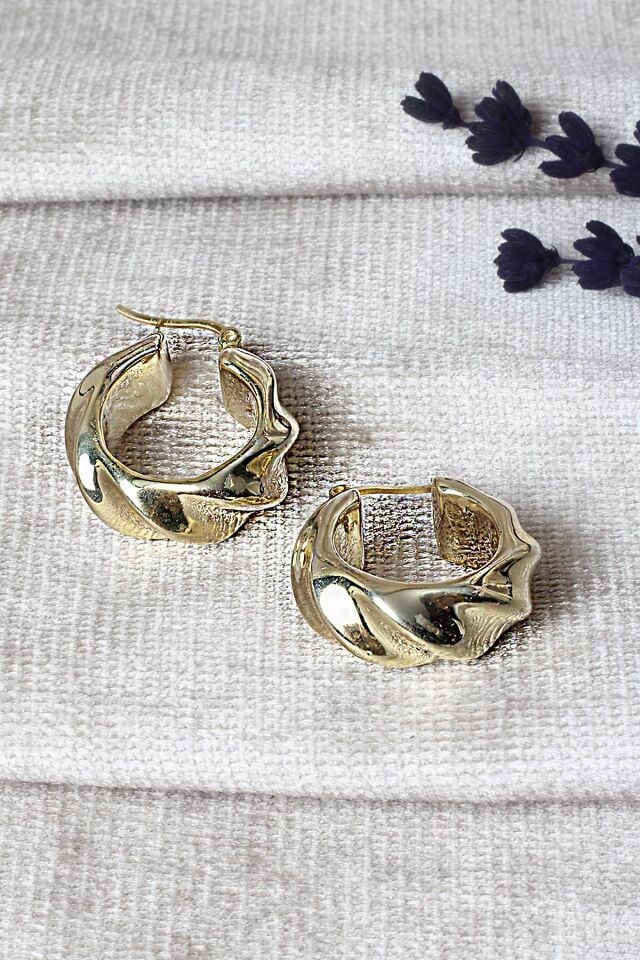 Halka Küpe Yuvarlak Halat 925 Ayar Gümüş Küpe