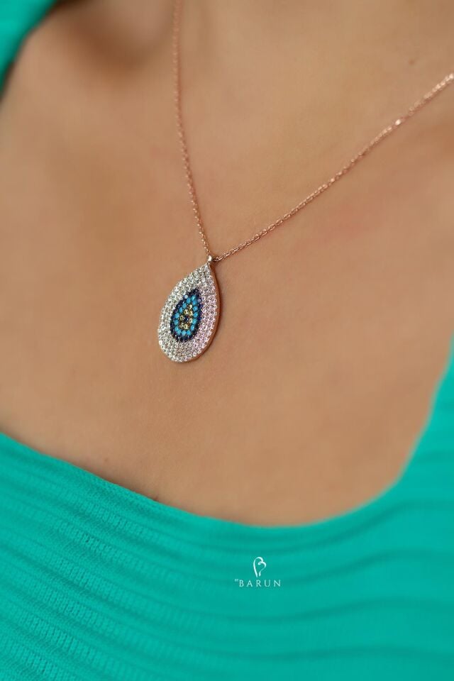 Damla Nazar Boncuklu Kolye - Rose