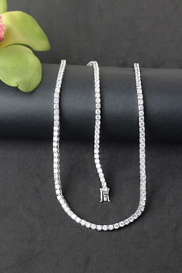 Su Yolu Gümüş Gerdanlık Set Kolye Bileklik 925 Ayar Gümüş Silver Beyaz Zirkon Taşlı Özel Günler İçin Düğün Kına Nişan Abiye Set