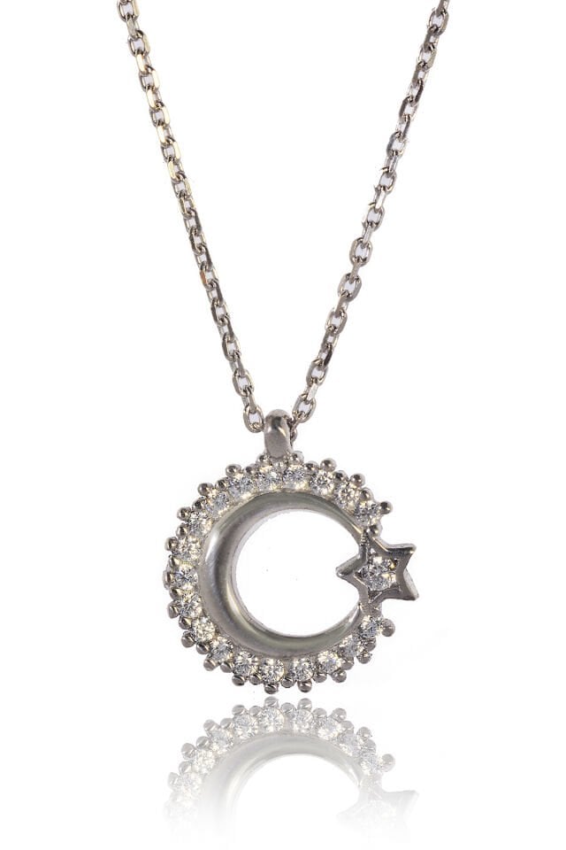Ay Yıldız Kolye - Gümüş Rengi