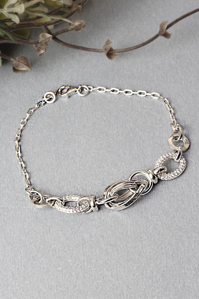 Zincir Bileklik Yuvarlak Zirkon Taşlı 925 Ayar Gümüş Beyaz Silver Zincir Bileklik