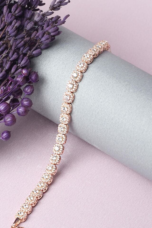 Su Yolu Bileklik Tenis Yuvarlak Pırlanta Görünümlü 925 Ayar Zirkon Taşlı Beyaz Silver Gümüş Bileklik