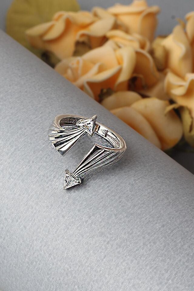 Ayarlanabilir Yüzük Zirkon Taşlı Beyaz Silver 925 Ayar Gümüş Yüzük