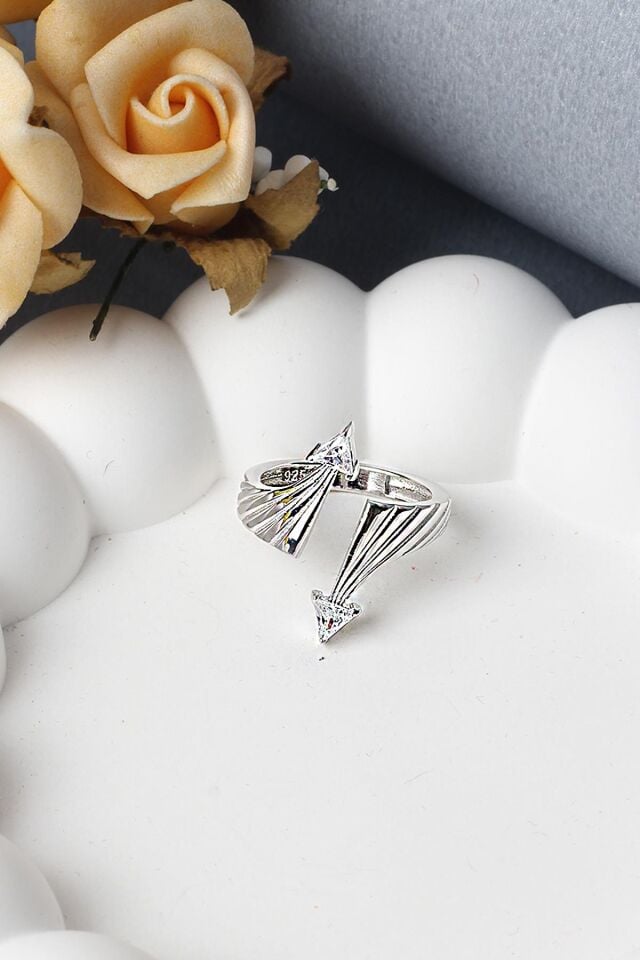 Ayarlanabilir Yüzük Zirkon Taşlı Beyaz Silver 925 Ayar Gümüş Yüzük