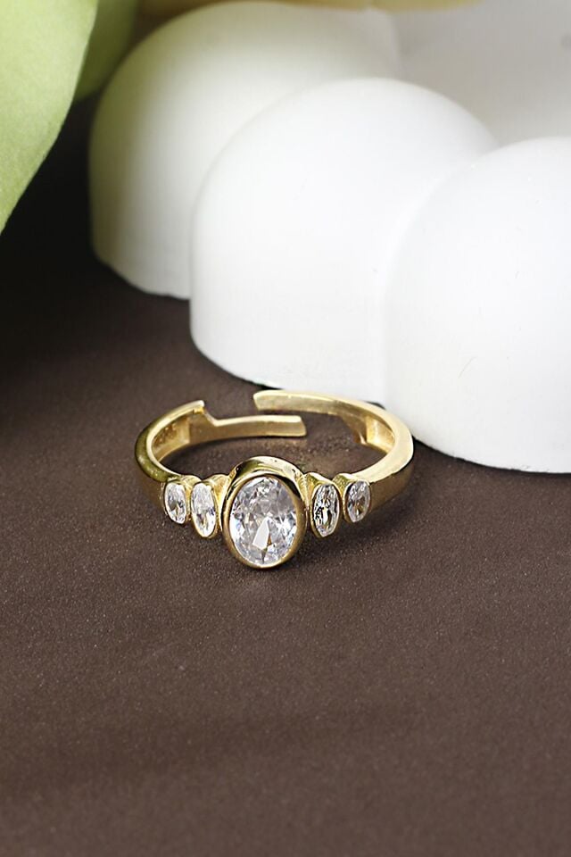 Ayarlanabilir Yüzük Yuvarlak 925 Ayar Zirkon Taşlı Gümüş Yüzük