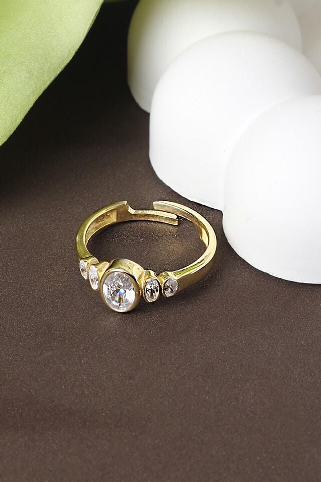 Ayarlanabilir Yüzük Yuvarlak 925 Ayar Zirkon Taşlı Gümüş Yüzük