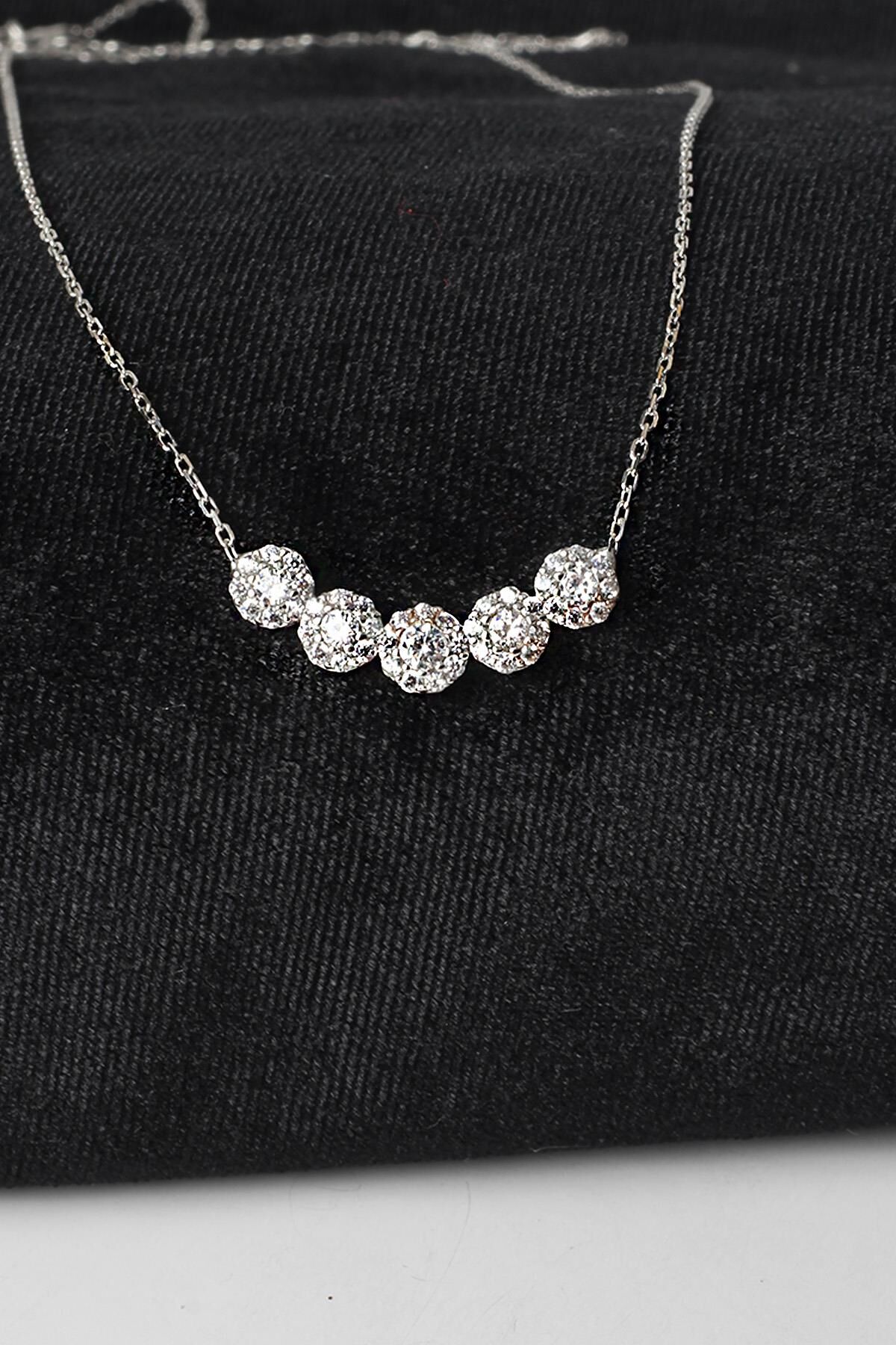 Yuvarlak Kolye Tektaş Zirkon Taşlı 925 Ayar Gümüş Zincir Kolye