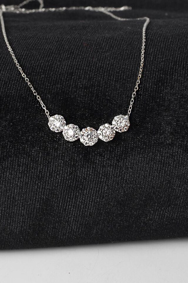 Yuvarlak Kolye Tektaş Zirkon Taşlı 925 Ayar Gümüş Zincir Kolye