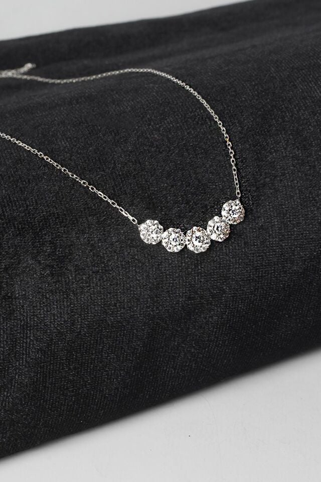 Yuvarlak Kolye Tektaş Zirkon Taşlı 925 Ayar Gümüş Zincir Kolye