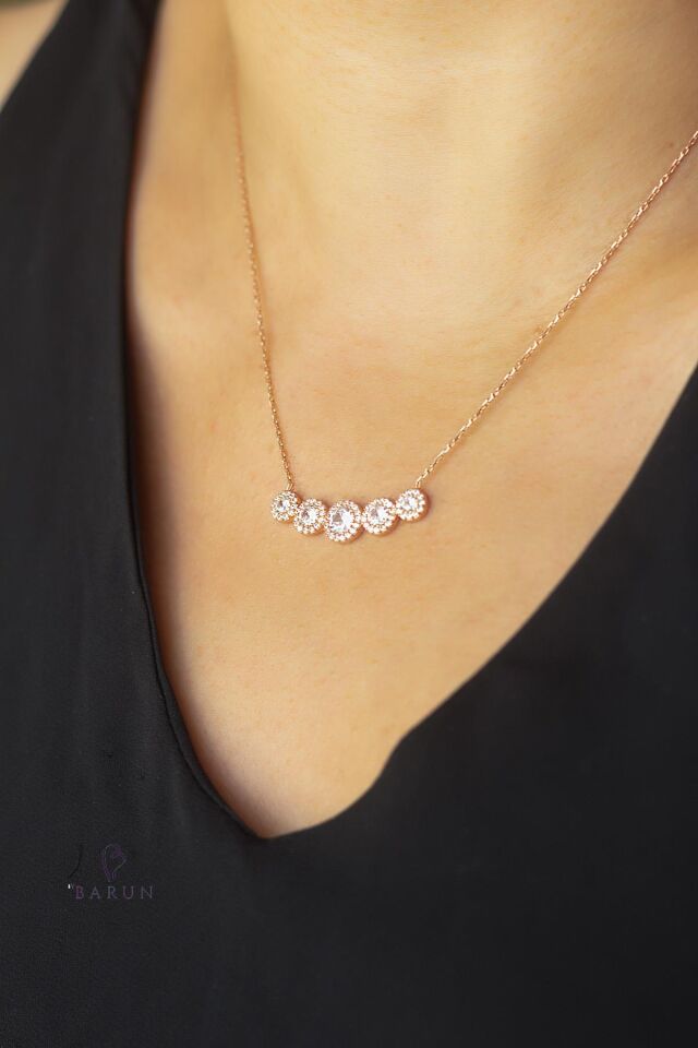 Yuvarlak Kolye Tektaş Zirkon Taşlı 925 Ayar Gümüş Zincir Kolye