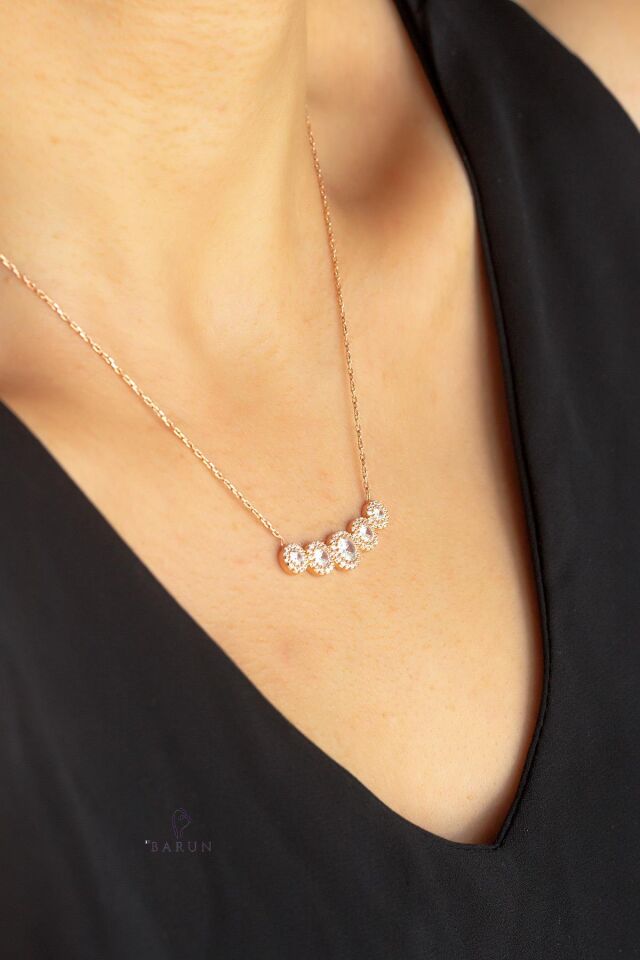 Yuvarlak Kolye Tektaş Zirkon Taşlı 925 Ayar Gümüş Zincir Kolye