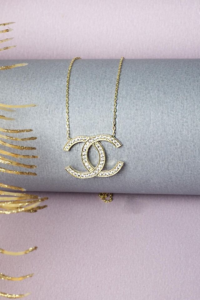 C Kolye Zirkon Taşlı Kolye 925 Ayar Gümüş Kolye