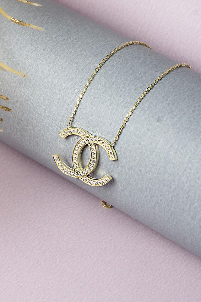 C Kolye Zirkon Taşlı Kolye 925 Ayar Gümüş Kolye