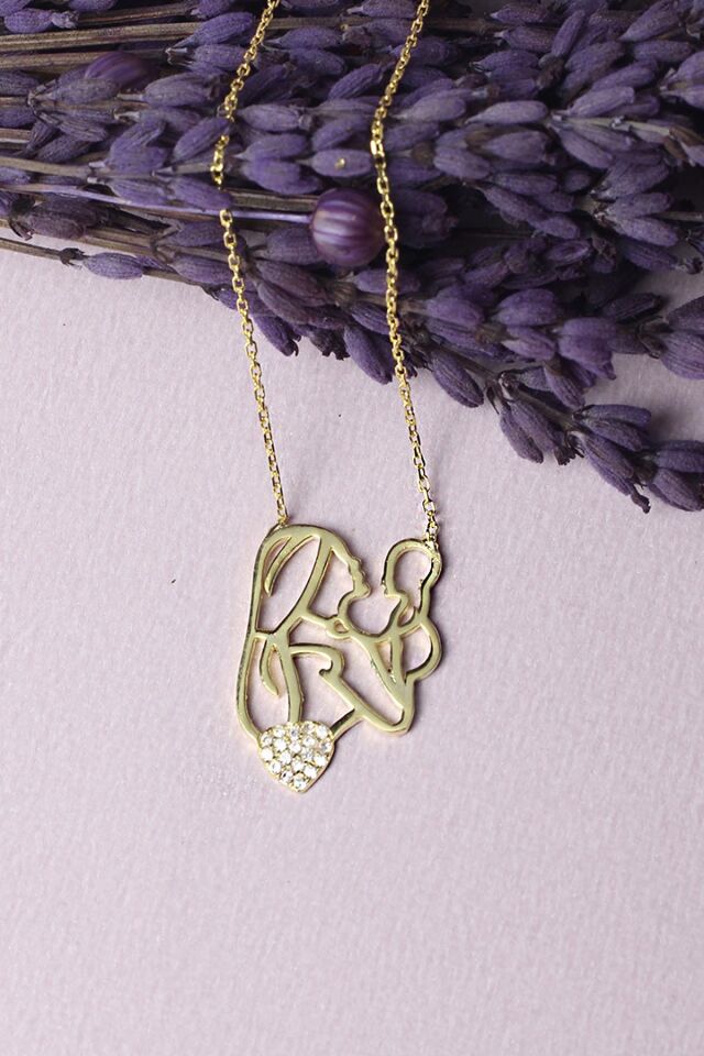 Anne Bebek Kolye Zirkon Taşlı 925 Ayar Gümüş Kolye