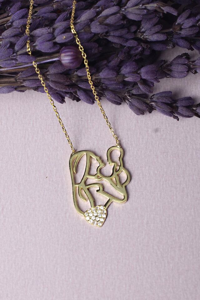 Anne Bebek Kolye Zirkon Taşlı 925 Ayar Gümüş Kolye