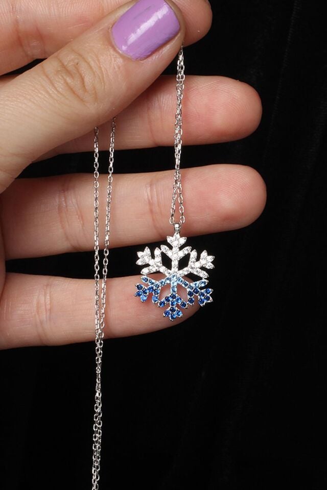 Kar Tanesi Kolye Kadın 925 Ayar Gümüş Zirkon Taşlı