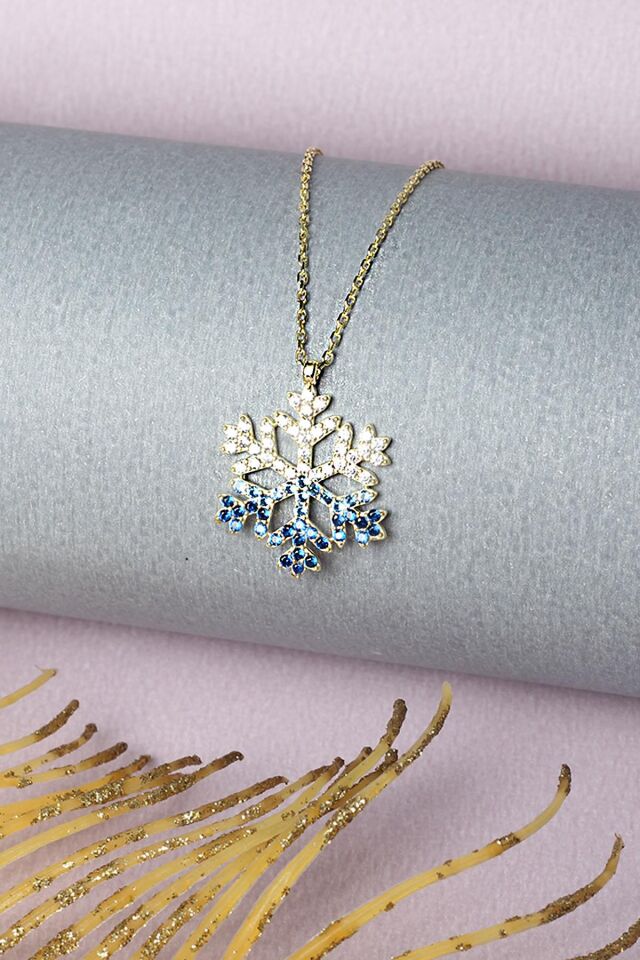Kar Tanesi Kolye Kadın 925 Ayar Gümüş Zirkon Taşlı