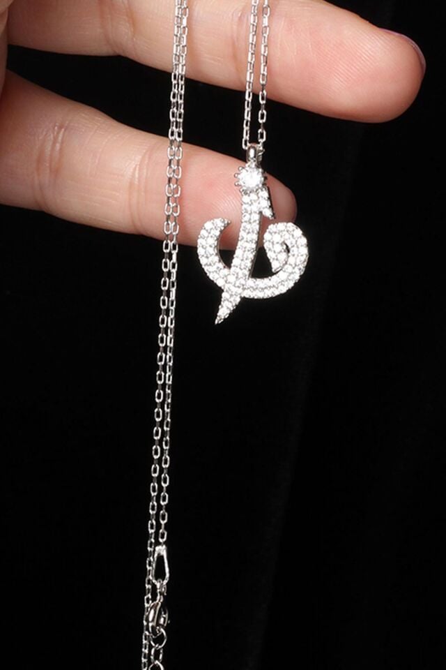 Elif Vav Kolye Zirkon Taşlı 925 Ayar Gümüş Kolye