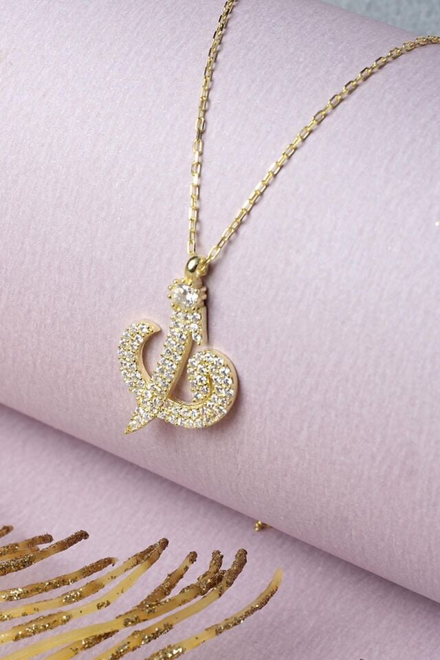 Elif Vav Kolye Zirkon Taşlı 925 Ayar Gümüş Kolye