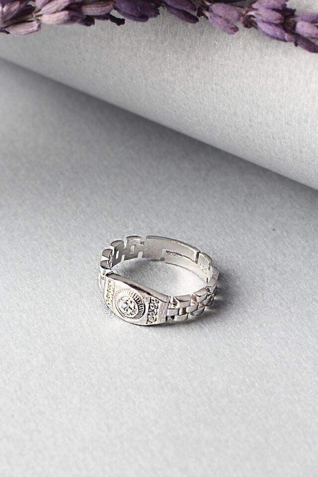 Ayarlanabilir Yüzük 925 Ayar Gümüş Zirkon Taşlı Silver