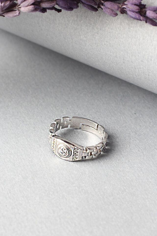 Ayarlanabilir Yüzük 925 Ayar Gümüş Zirkon Taşlı Silver