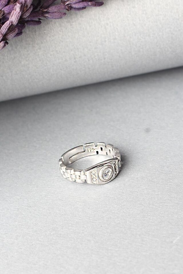 Ayarlanabilir Yüzük 925 Ayar Gümüş Zirkon Taşlı Silver