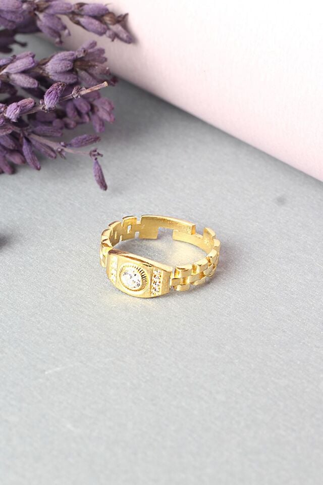 Ayarlanabilir Yüzük 925 Ayar Gümüş Zirkon Taşlı Silver