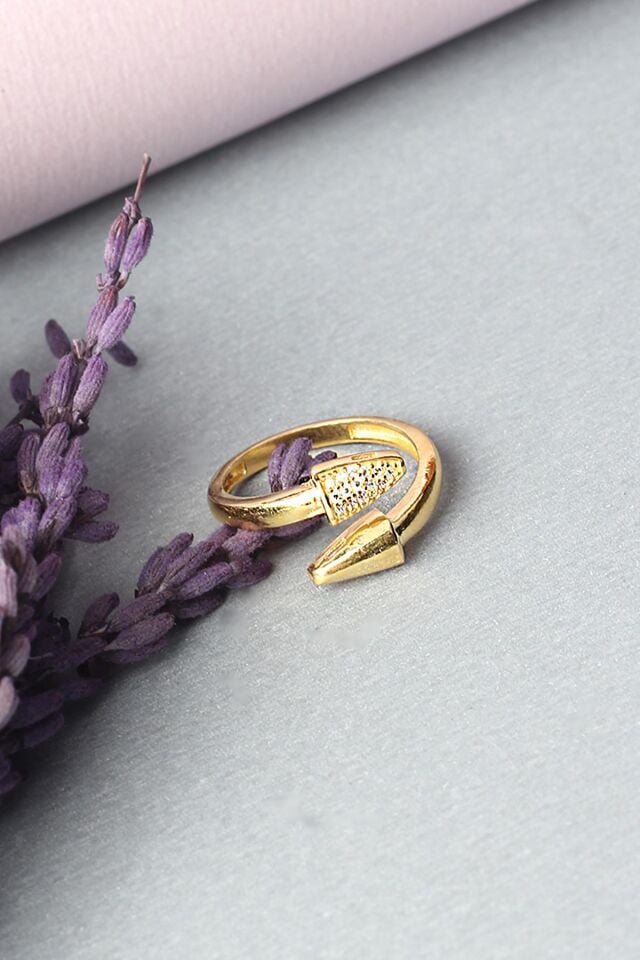 Ayarlanabilir Yüzük 925 Ayar Gümüş Ok Model Zirkon Taşlı Yüzük