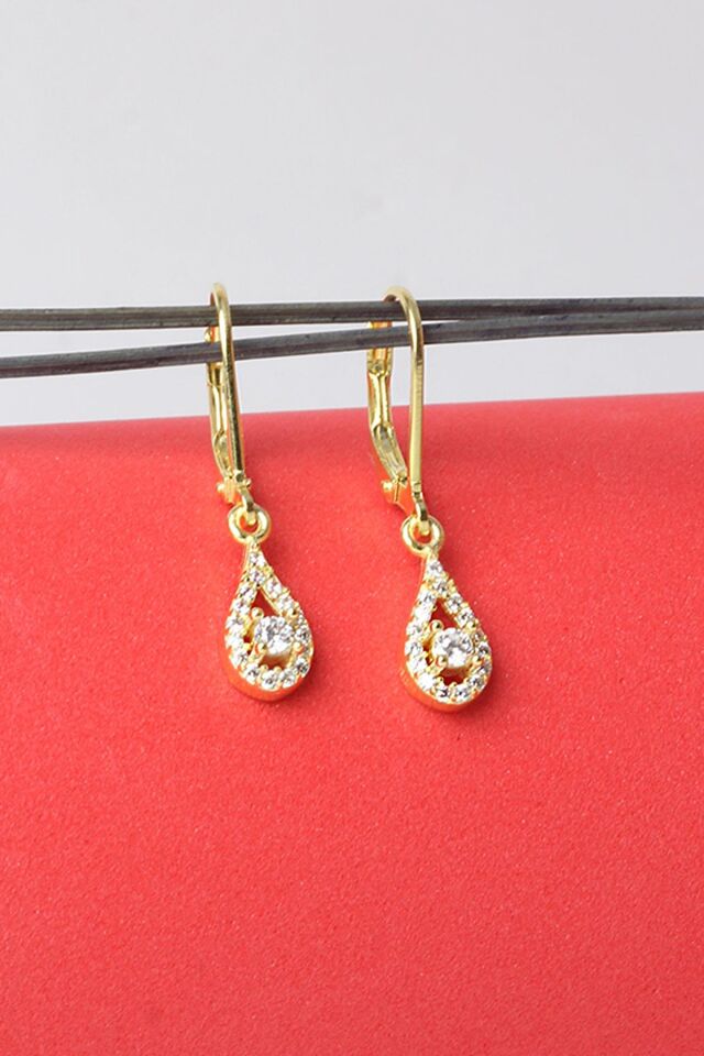 Damla Küpe Zirkon Taşlı 925 Ayar Gümüş Silver Sallantılı Küpe