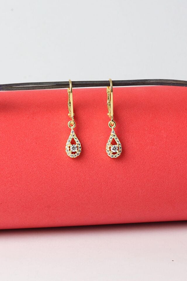 Damla Küpe Zirkon Taşlı 925 Ayar Gümüş Silver Sallantılı Küpe