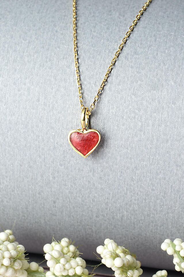 Kalp Mineli Gümüş Kolye 925 Ayar  Gümüş Zincir