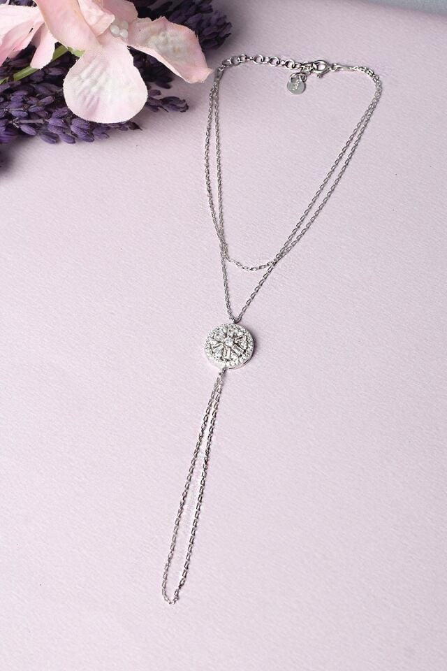 Şahmeran El Zinciri Yuvarlak Baget Taşlı 925 Ayar Gümüş Şahmeran