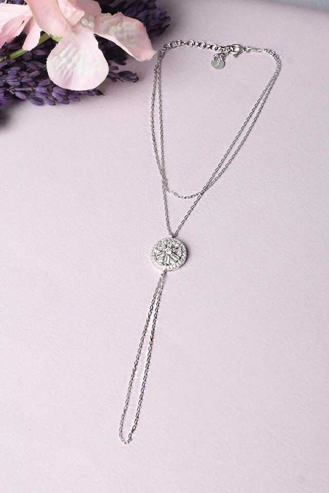 Şahmeran El Zinciri Yuvarlak Baget Taşlı 925 Ayar Gümüş Şahmeran