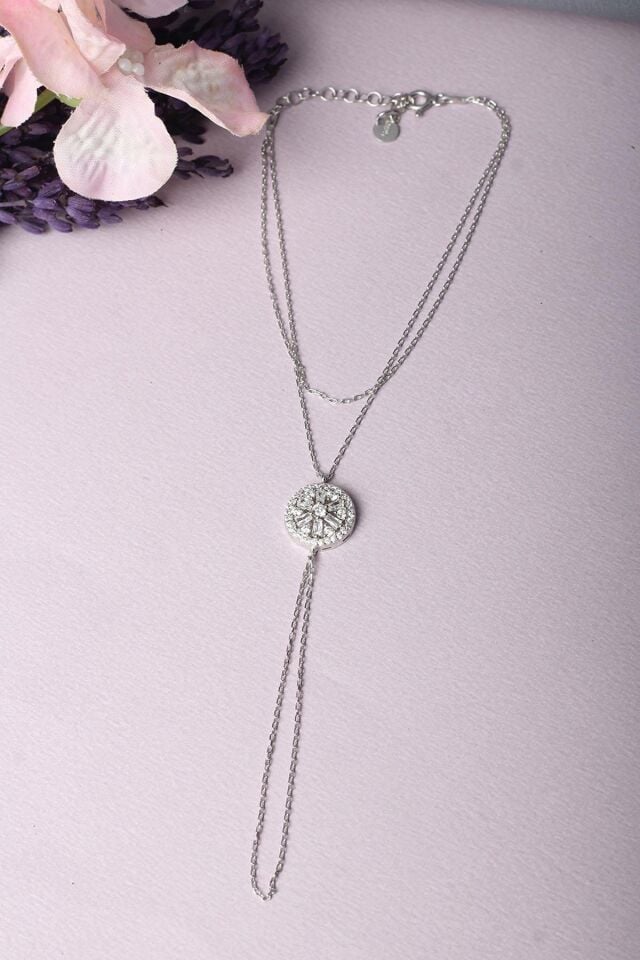 Şahmeran El Zinciri Yuvarlak Baget Taşlı 925 Ayar Gümüş Şahmeran