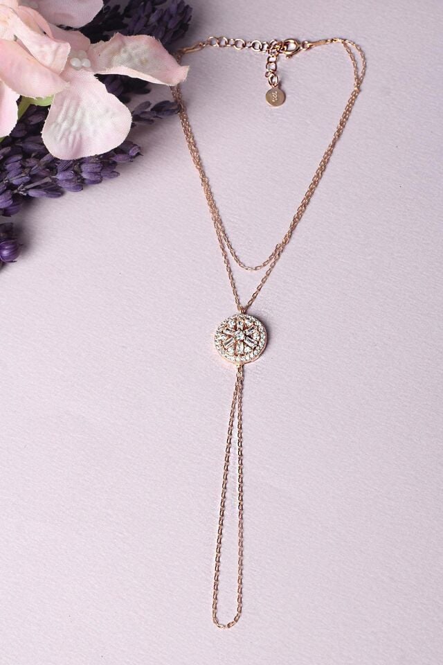 Şahmeran El Zinciri Yuvarlak Baget Taşlı 925 Ayar Gümüş Şahmeran