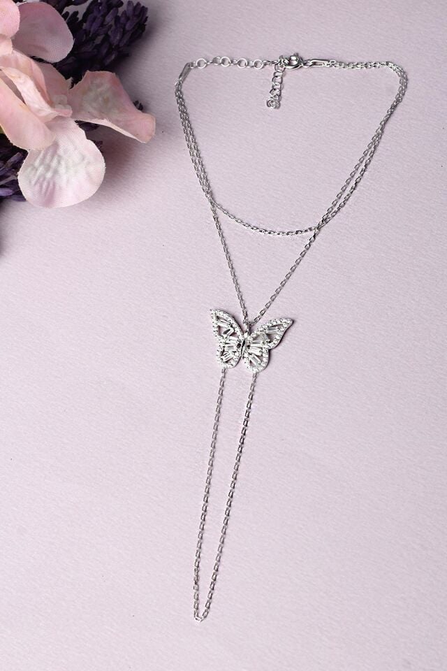 Şahmeran El Zinciri Kelebek Model Baget Zirkon Taşlı 925 Ayar Şahmeran