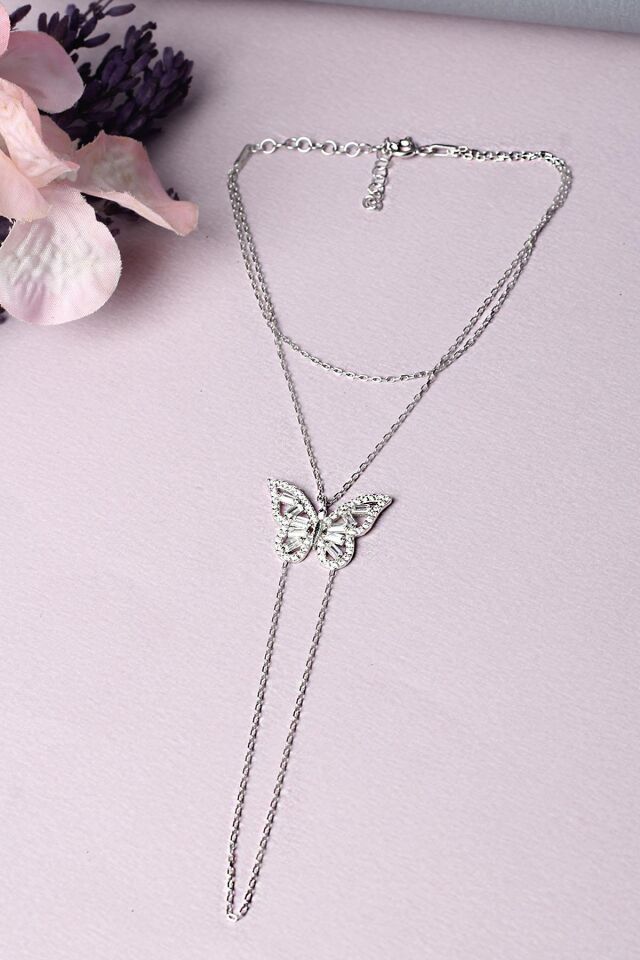 Şahmeran El Zinciri Kelebek Model Baget Zirkon Taşlı 925 Ayar Şahmeran