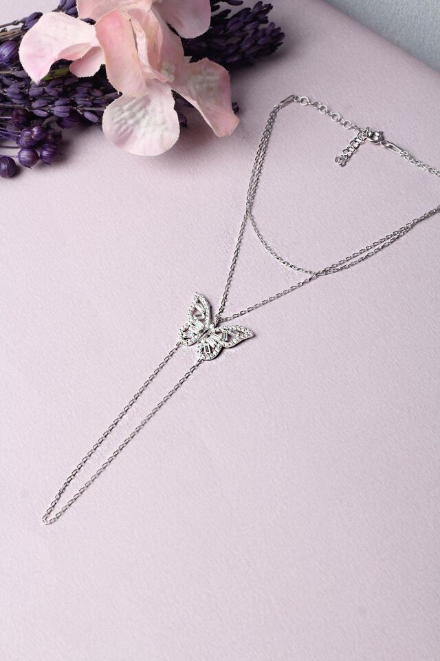 Şahmeran El Zinciri Kelebek Model Baget Zirkon Taşlı 925 Ayar Şahmeran