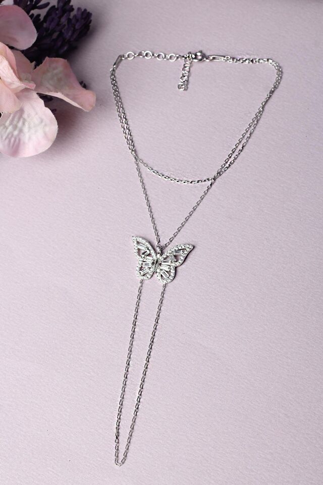 Şahmeran El Zinciri Kelebek Model Baget Zirkon Taşlı 925 Ayar Şahmeran