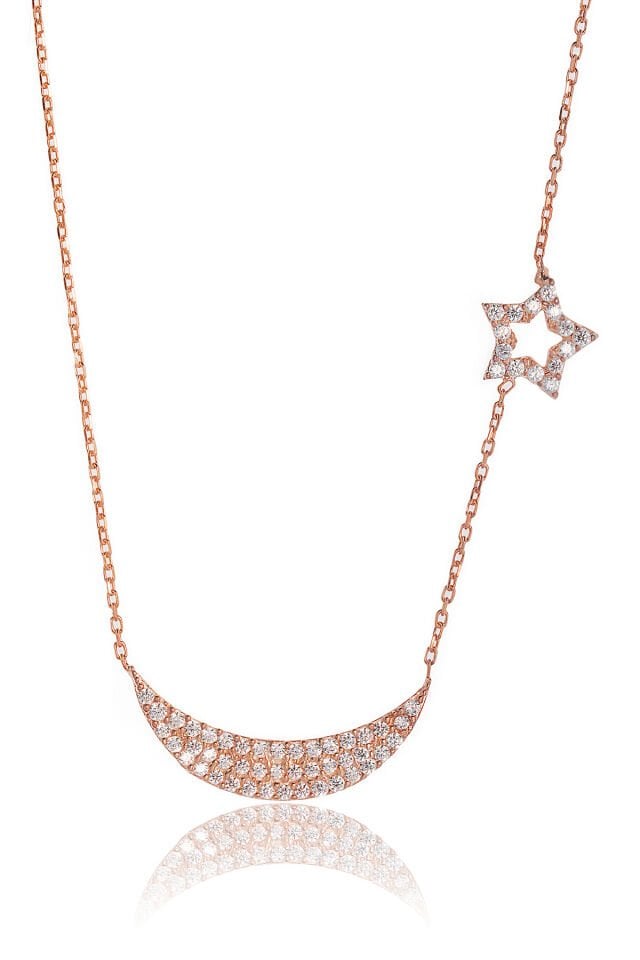 Hilalli Yıldız Kolye - Rose