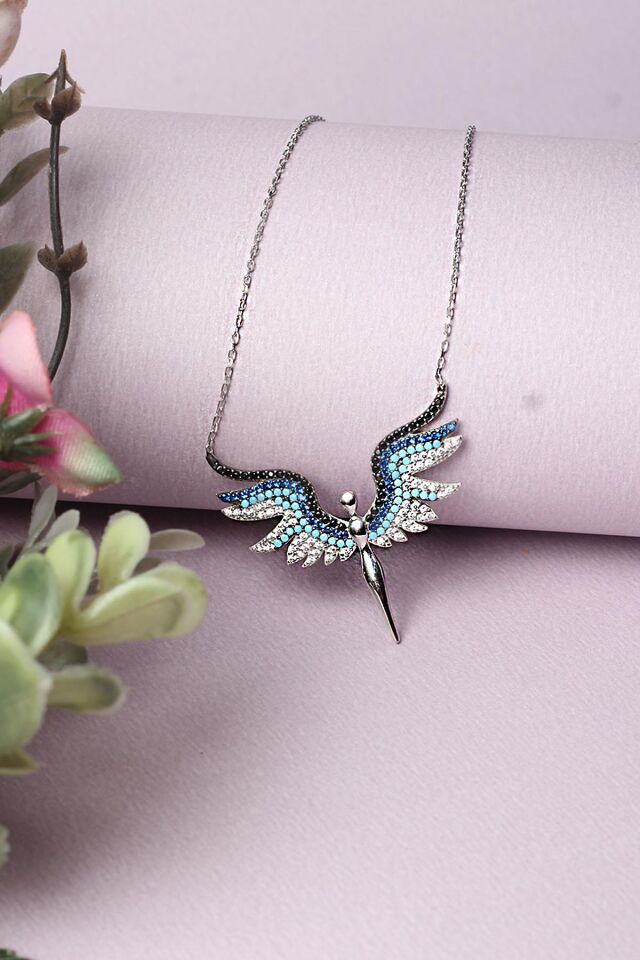 Mikail Meleği Gümüş Kolye 925 Ayar Zirkon Taşlı Kolye