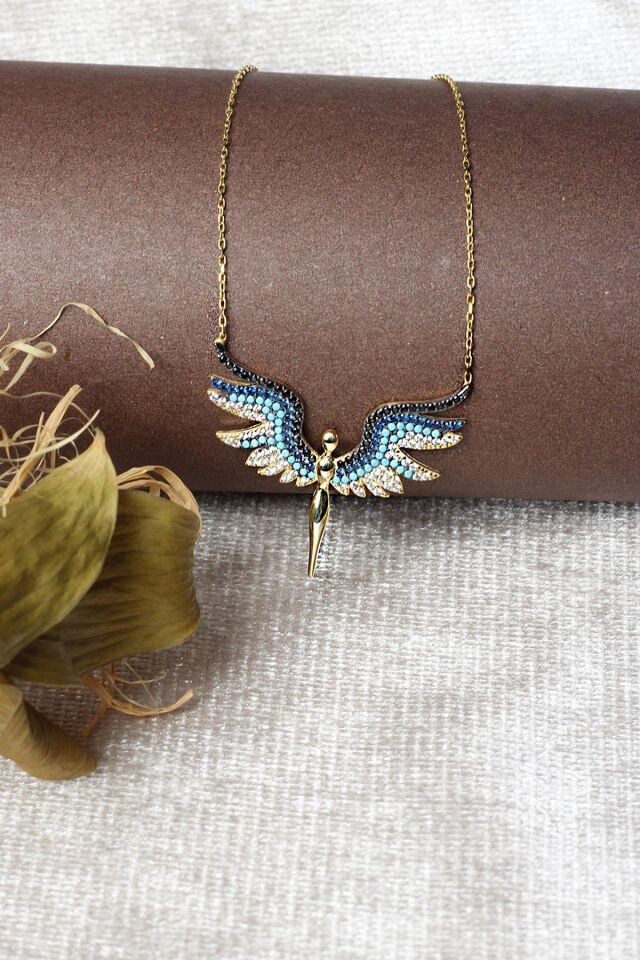 Mikail Meleği Gümüş Kolye 925 Ayar Zirkon Taşlı Kolye